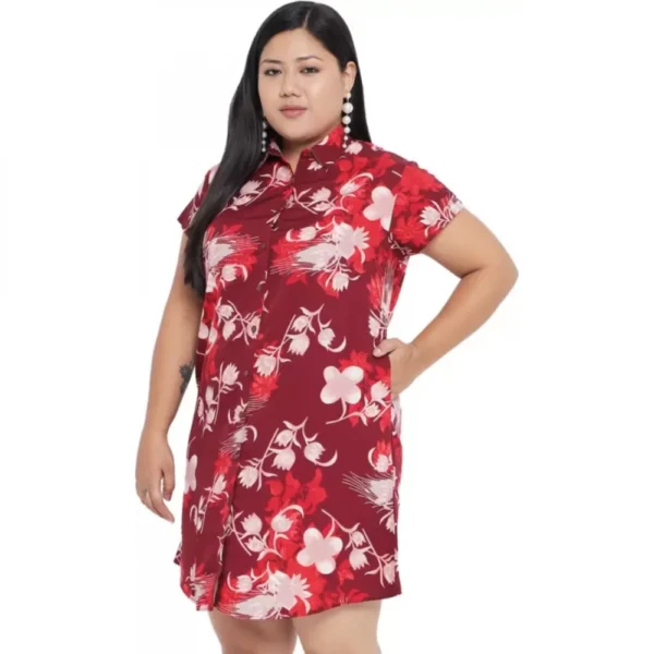 Women's Shirt Maroon Dress (Color:Maroon, Material:Polyester) - Image 4