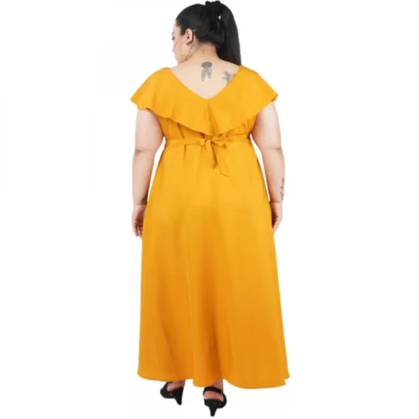 Women's Fit And Flare Yellow Dress (Color:Yellow, Material:Polyester) - Image 5