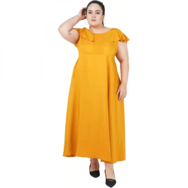 Women's Fit And Flare Yellow Dress (Color:Yellow, Material:Polyester)