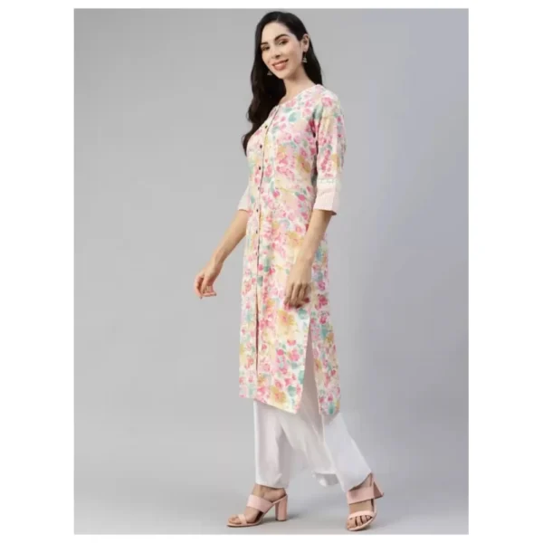 Women's Cotton Printed  Straight Kurti (Multicolor, Cotton) - Image 2