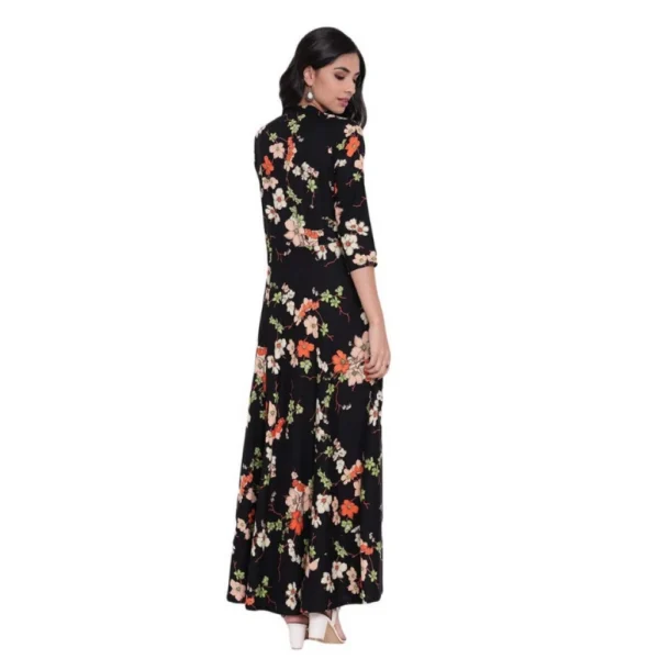 Women's Rayon Printed Maxi Dress (Black, Rayon) - Image 3