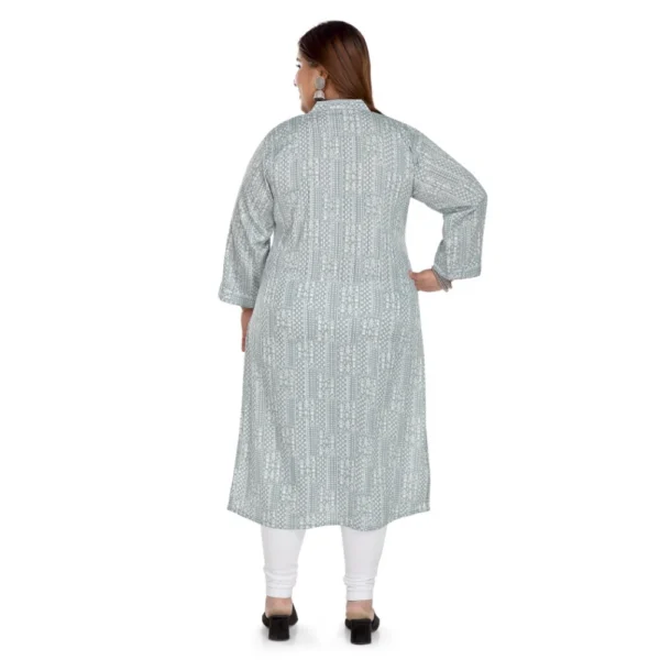 Women's Casual 3/4th Sleeve Imported Synthetic Full printed Straight Kurti (Grey) - Image 2