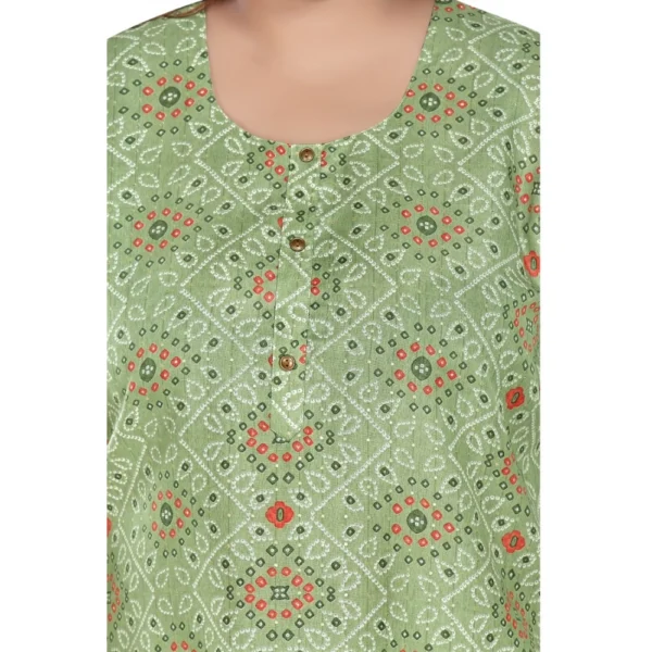 Women's Casual 3/4th Sleeve Rayon Golden Foil Printed Straight Kurti (Pista Green) - Image 5