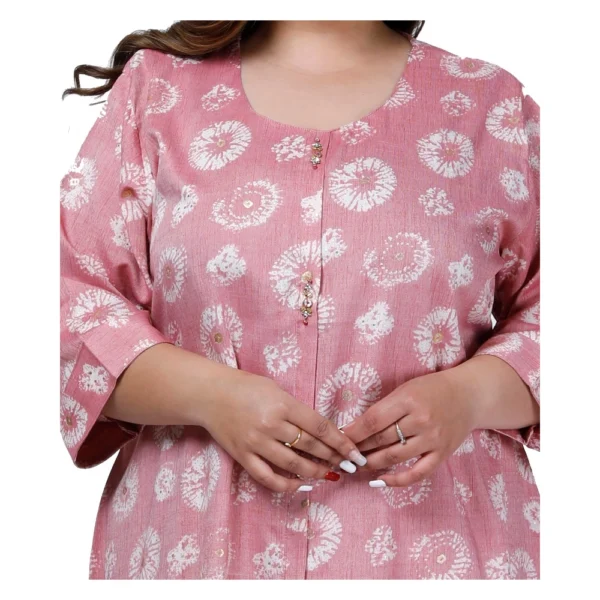 Women's Office wear Golden Foil Capsule A-Line Kurti (Pink) - Image 2