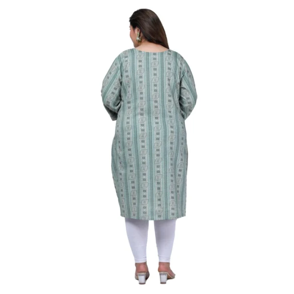 Women's Office wear Golden Foil Capsule A-Line Kurti (Light Green) - Image 3