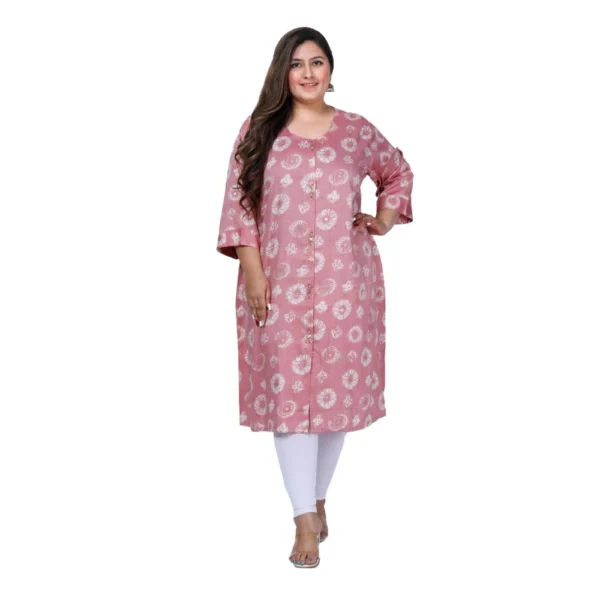 Women's Office wear Golden Foil Capsule A-Line Kurti (Pink)