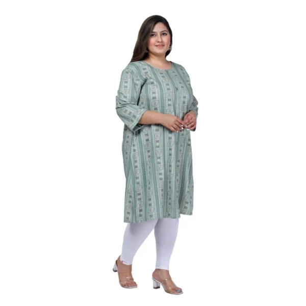 Women's Office wear Golden Foil Capsule A-Line Kurti (Light Green) - Image 7