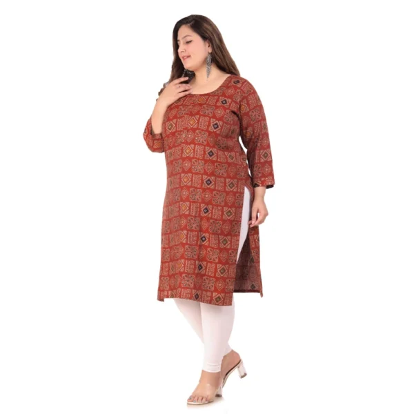 Women's Office wear Designer Printed Capsule Straight Kurti (Maroon) - Image 7