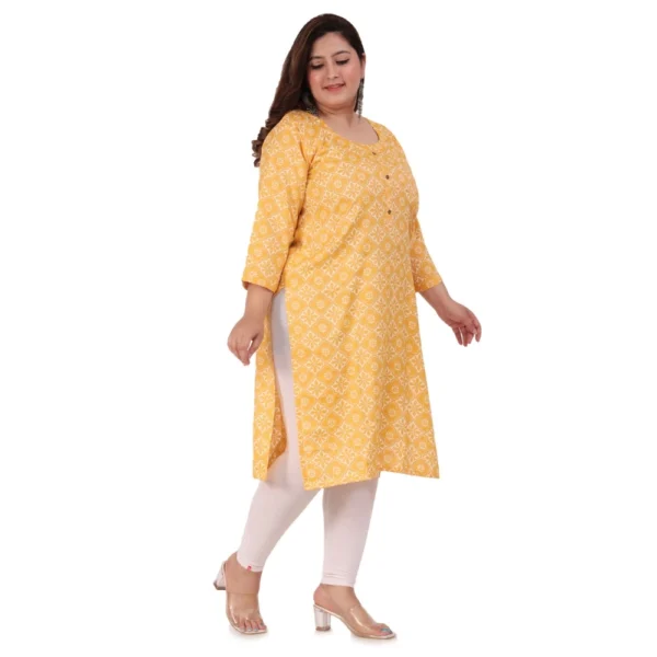 Women's Office wear Designer Printed Capsule Straight Kurti (Yellow) - Image 7