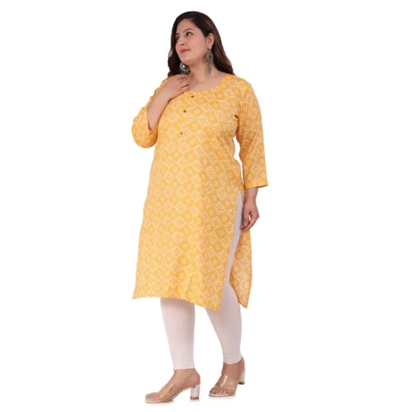 Women's Office wear Designer Printed Capsule Straight Kurti (Yellow) - Image 5