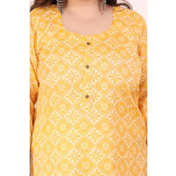 Women's Office wear Designer Printed Capsule Straight Kurti (Yellow) - Image 4