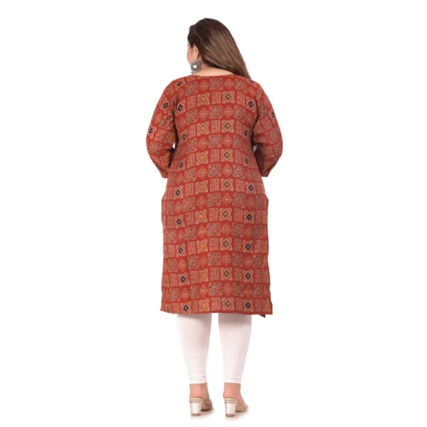 Women's Office wear Designer Printed Capsule Straight Kurti (Maroon) - Image 3