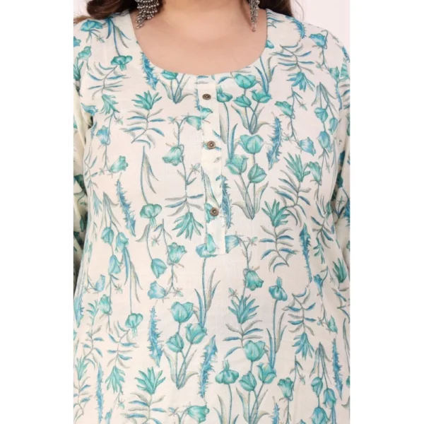 Women's Office wear Floral Printed Capsule Straight Kurti (Light Green) - Image 4