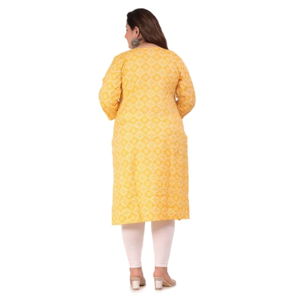 Women's Office wear Designer Printed Capsule Straight Kurti (Yellow) - Image 3