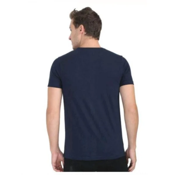 Men's Casual Short Sleeves Cotton Round Neck T-shirt (Black) - Image 5