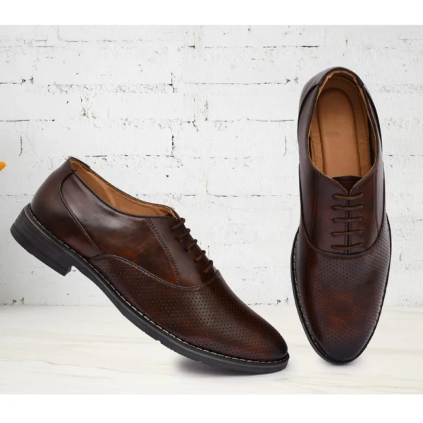 Men's Synthetic Leather Formal Shoes (Brown) - Image 6