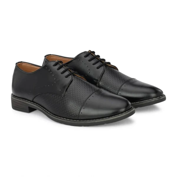 Men's Synthetic Leather Formal Shoes (Black) - Image 2