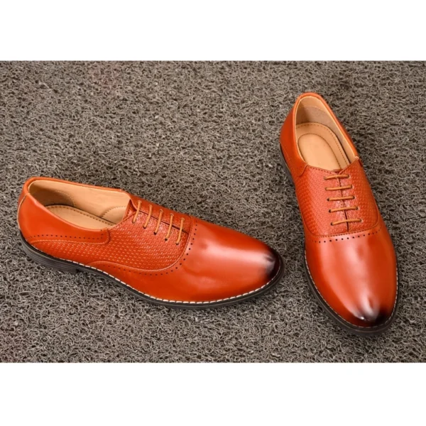 Men's Synthetic Leather Formal Shoes (Tan) - Image 3