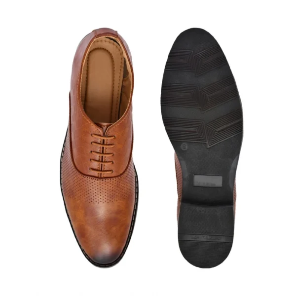 Men's Synthetic Leather Formal Shoes (Tan) - Image 2