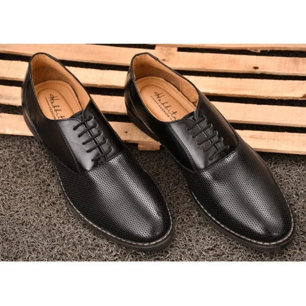 Men's Synthetic Leather Formal Shoes (Black) - Image 4