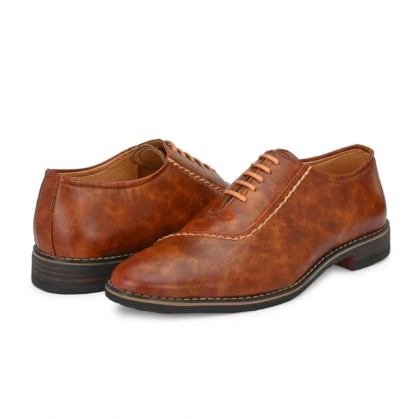 Men's Synthetic Leather Formal Shoes (Tan) - Image 3