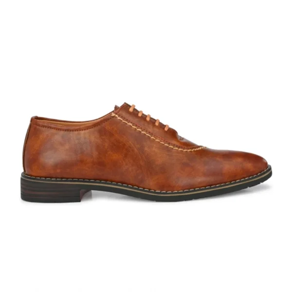 Men's Synthetic Leather Formal Shoes (Tan) - Image 4