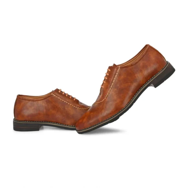 Men's Synthetic Leather Formal Shoes (Tan) - Image 6