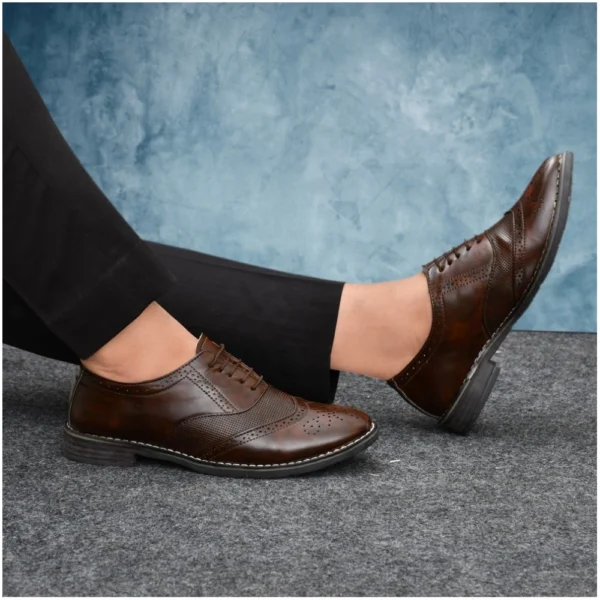 Men's Synthetic Leather Formal Shoes (Brown) - Image 6