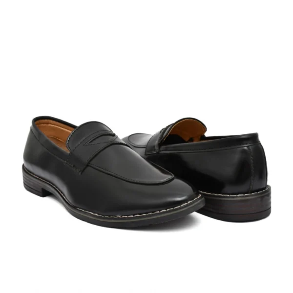 Men's Synthetic Leather Casual Shoes (Black) - Image 3