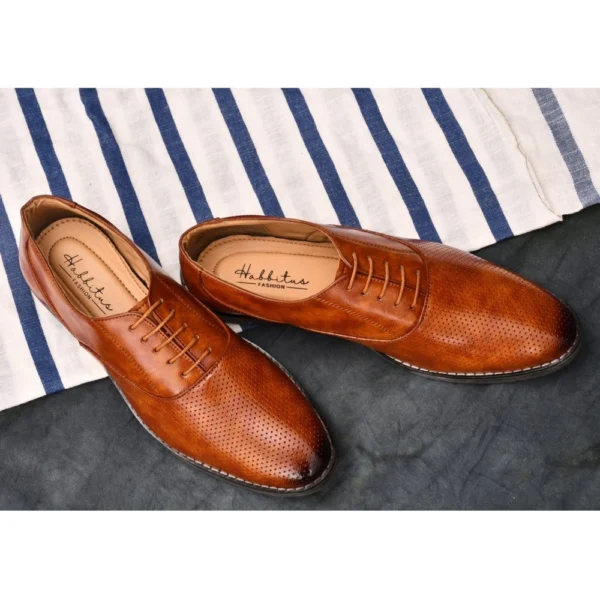 Men's Synthetic Leather Formal Shoes (Tan) - Image 6