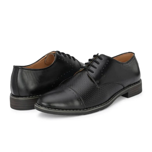 Men's Synthetic Leather Formal Shoes (Black) - Image 4