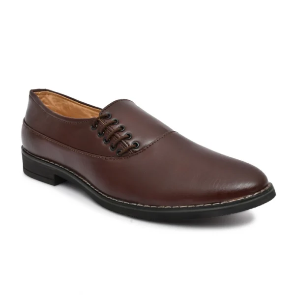 Men's Synthetic Leather Formal Shoes (Brown) - Image 4