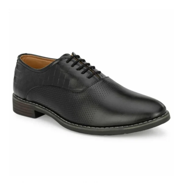 Men's Synthetic Leather Formal Shoes (Black) - Image 4