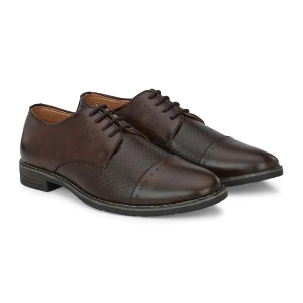 Men's Synthetic Leather Formal Shoes (Brown) - Image 4