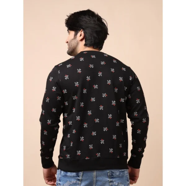 Men's Casual Cotton Printed Round Neck Full Sleeve Sweat Shirt (Black) - Image 2