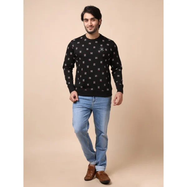 Men's Casual Cotton Printed Round Neck Full Sleeve Sweat Shirt (Black) - Image 7